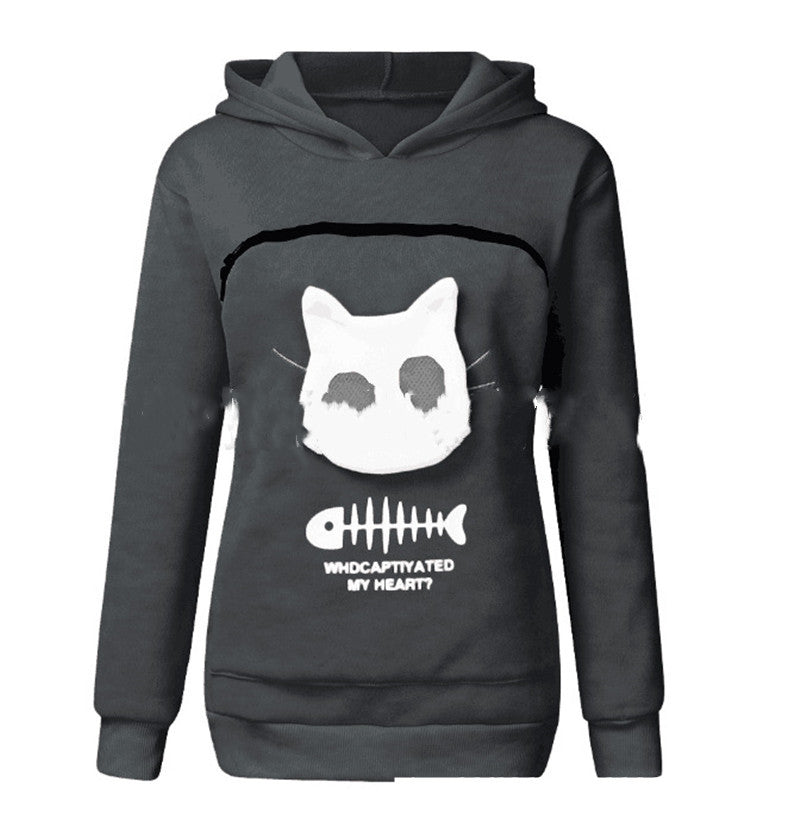 Women Hoodie Sweatshirt With Cat Pet Pocket - Johns Pet Store