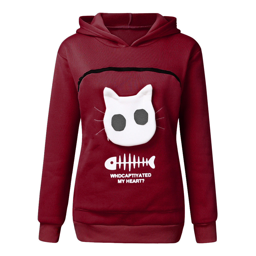 Women Hoodie Sweatshirt With Cat Pet Pocket - Johns Pet Store