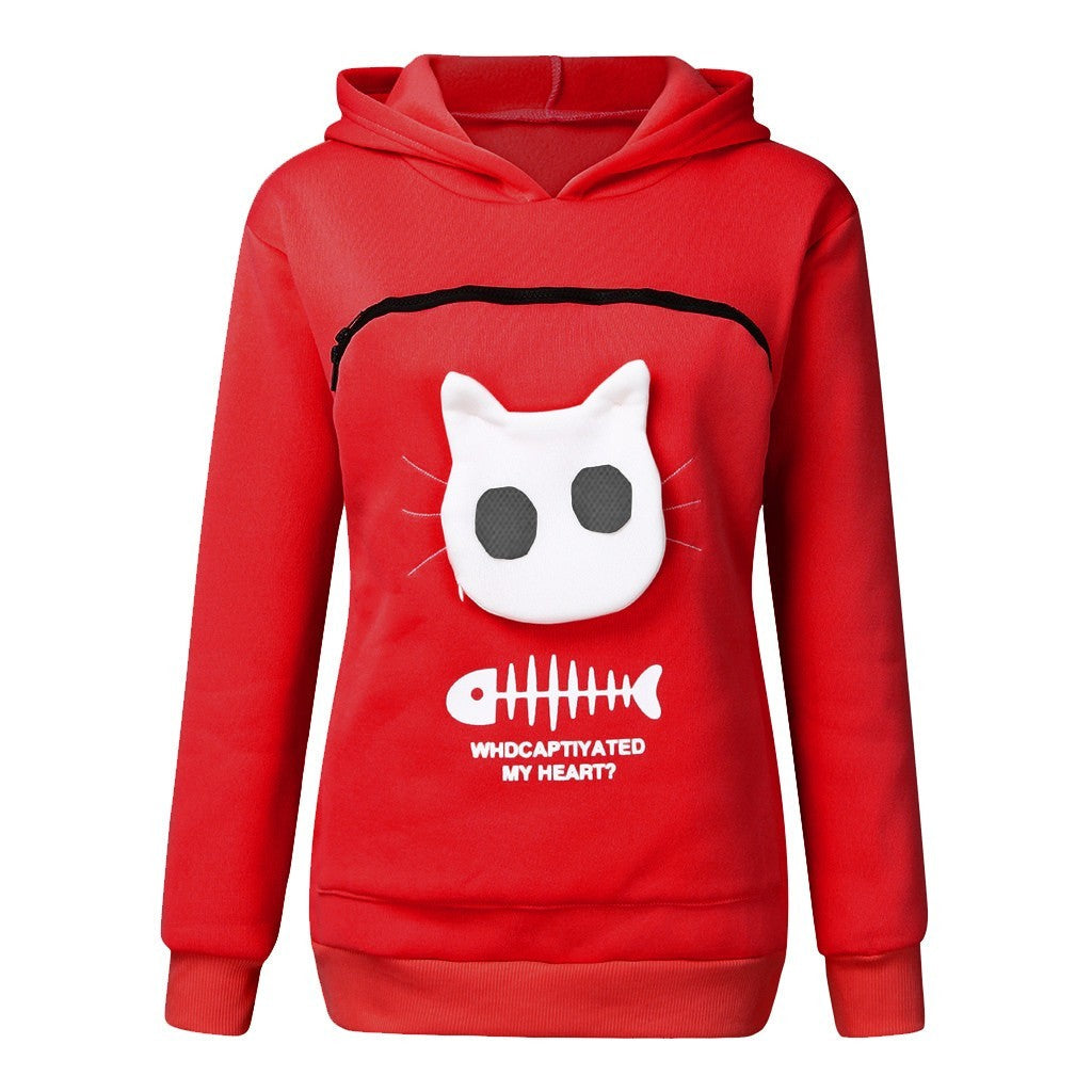 Women Hoodie Sweatshirt With Cat Pet Pocket - Johns Pet Store