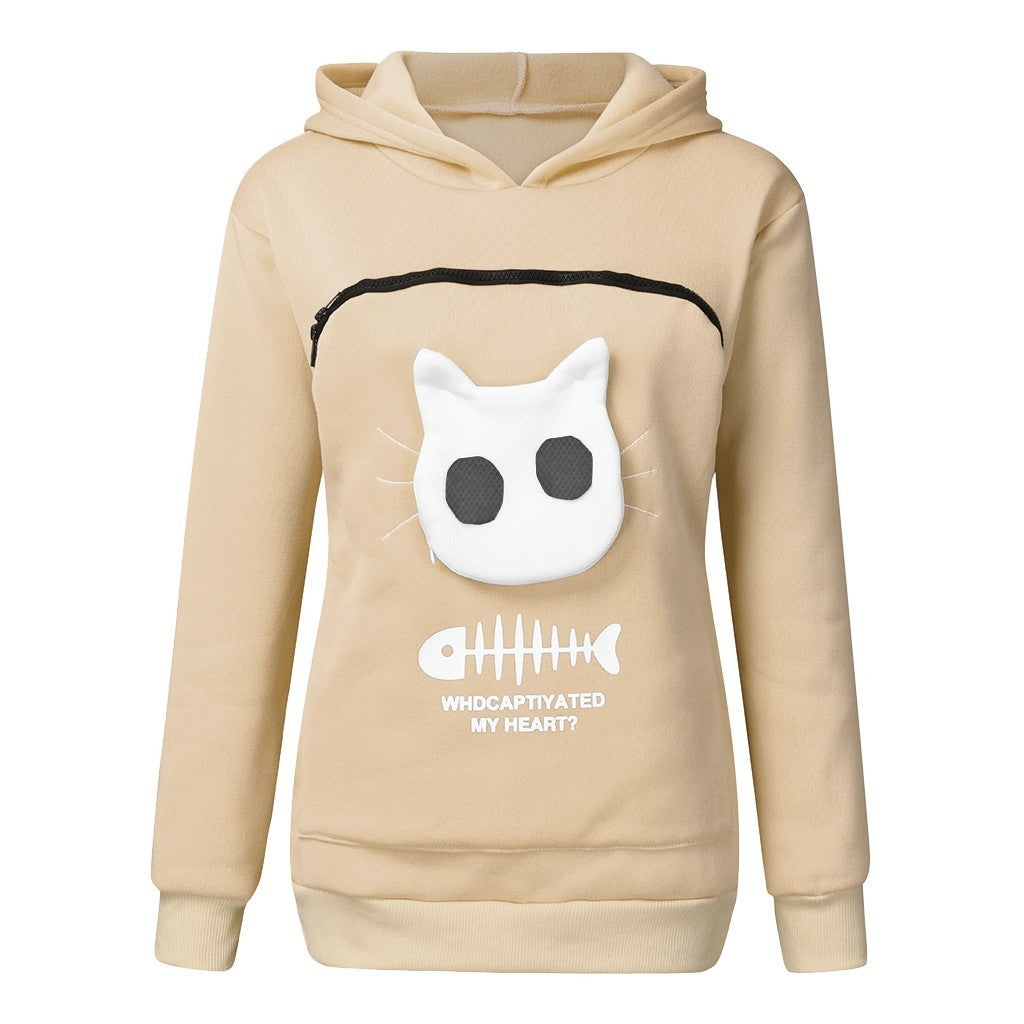 Women Hoodie Sweatshirt With Cat Pet Pocket - Johns Pet Store