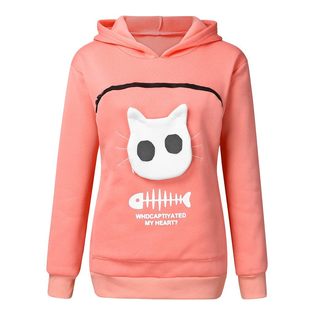 Women Hoodie Sweatshirt With Cat Pet Pocket - Johns Pet Store