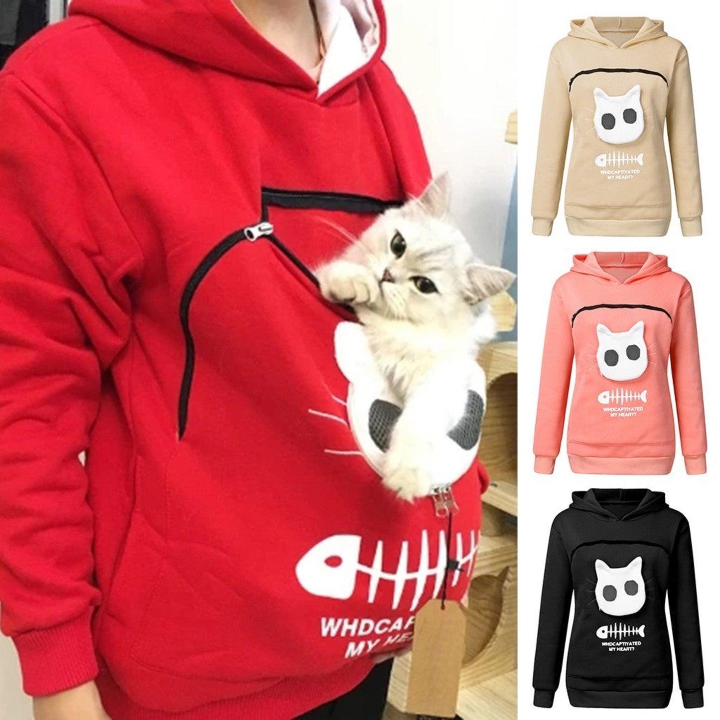 Women Hoodie Sweatshirt With Cat Pet Pocket - Johns Pet Store