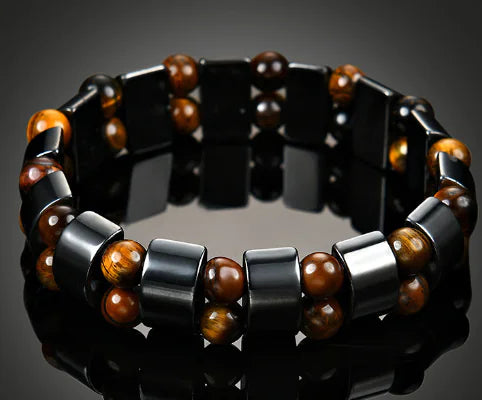 Natural Tiger Eye Bead Elastic Bracelet for Men and Women