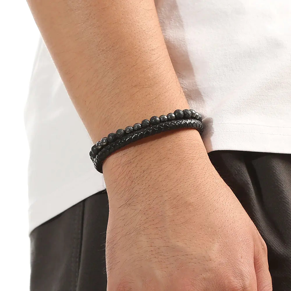 Men's Handmade Tiger Eye Natural Stone Bracelet