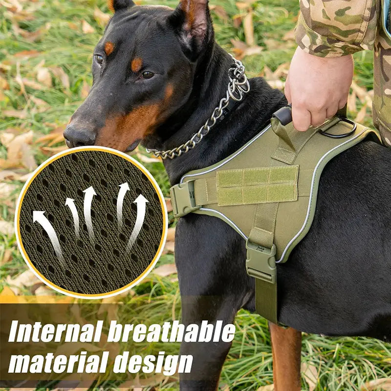 Tactical dog vest for large dogs in military style with breathable fabric design