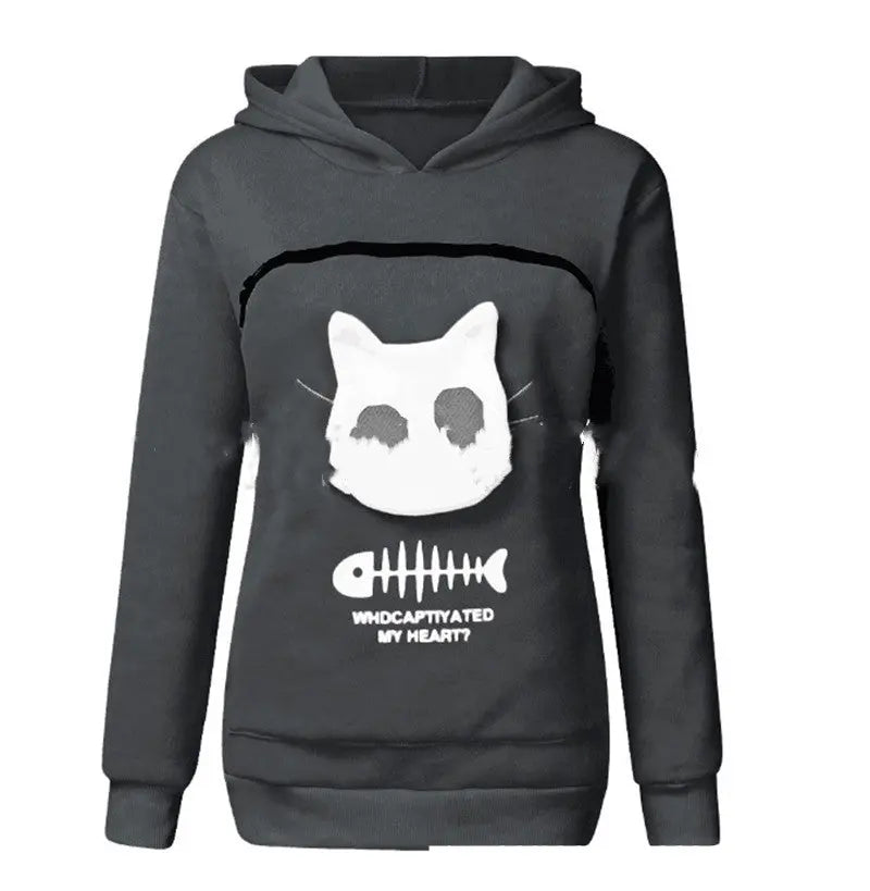 Women Hoodie Sweatshirt With Cat Pet Pocket - Johns Pet Store