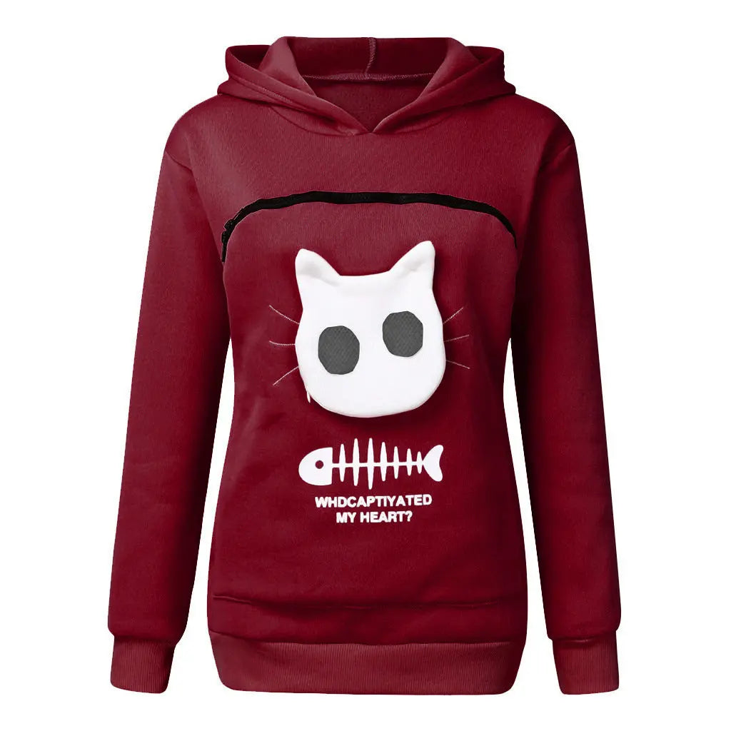 Women Hoodie Sweatshirt With Cat Pet Pocket - Johns Pet Store