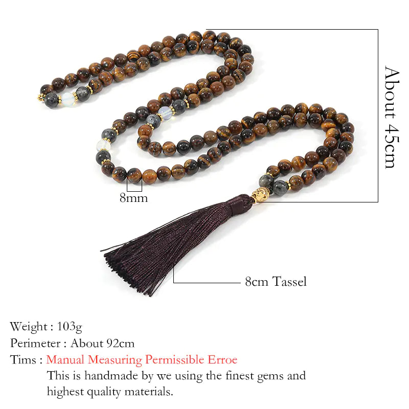OAIITE Natural Tiger Eye Bead Necklace for Men and Women