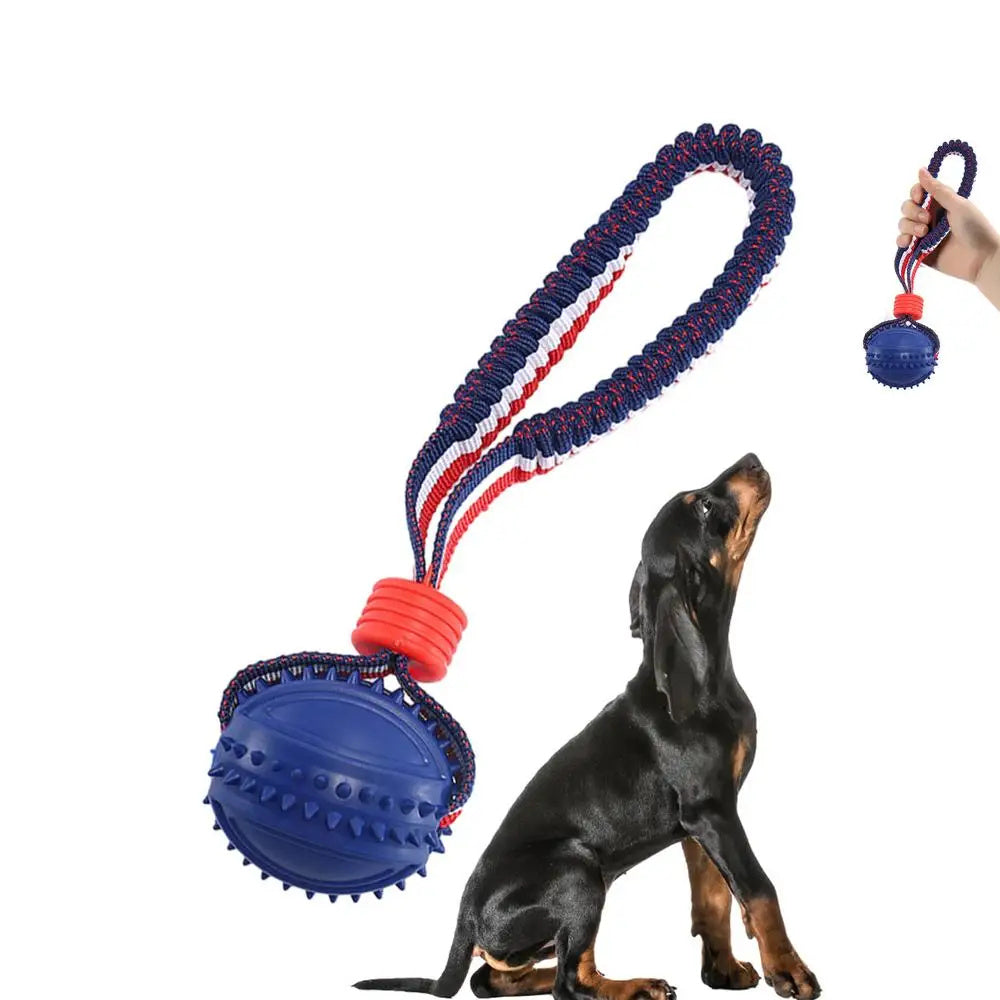 Dog Toy Ball Interactive Teether With Rope - Johns Pet Store
