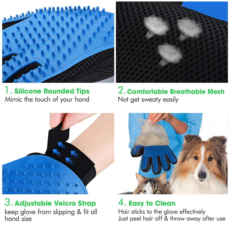 Fashionable Rubber Bath Brush for Pets - Silicone Grooming Glove - Johns Pet Store