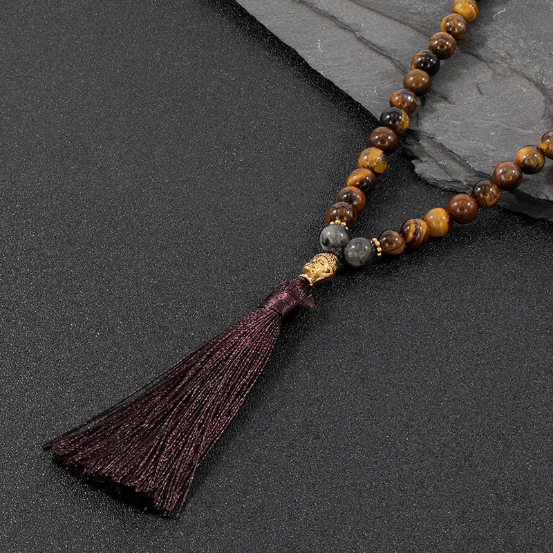 OAIITE Natural Tiger Eye Bead Necklace for Men and Women