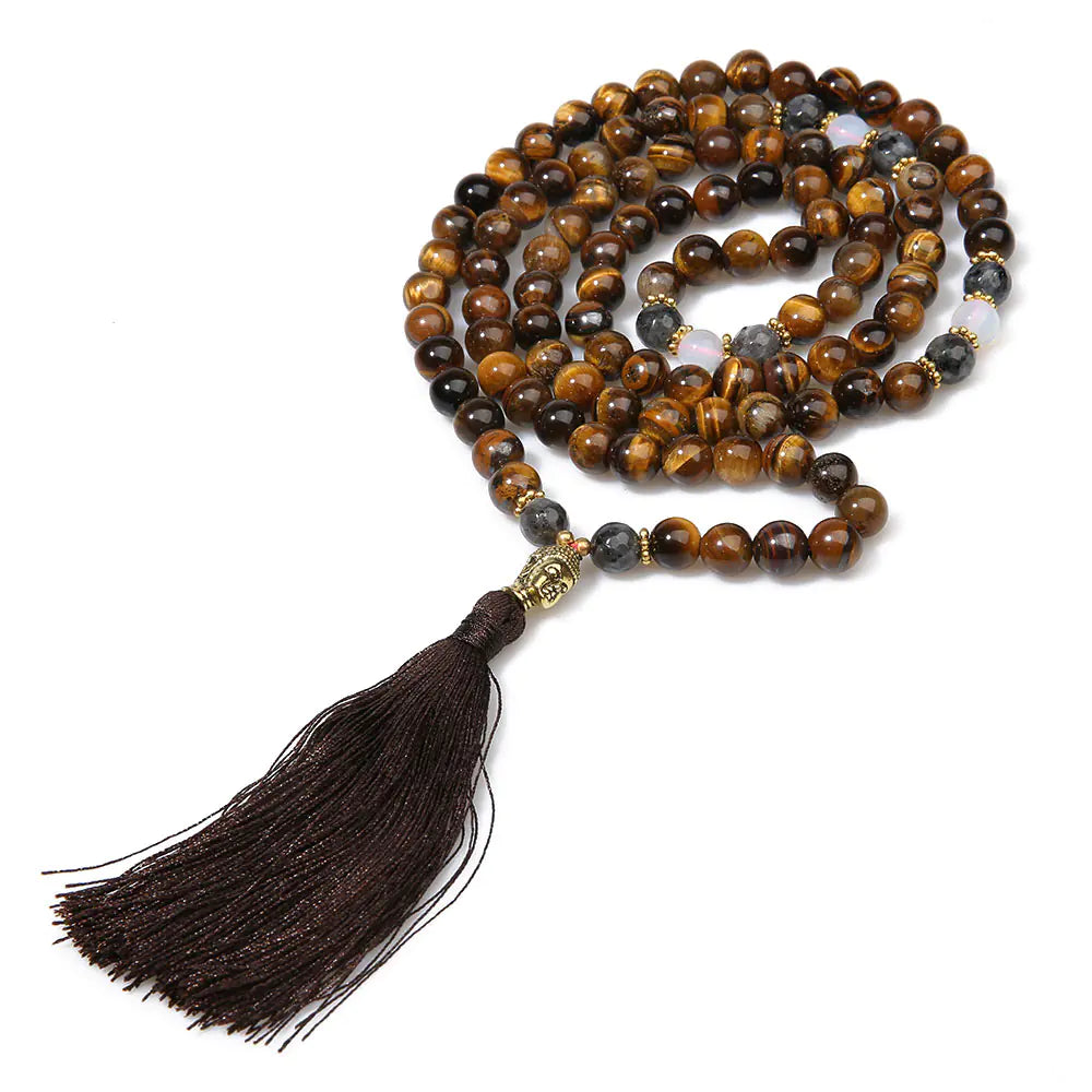 OAIITE Natural Tiger Eye Bead Necklace for Men and Women