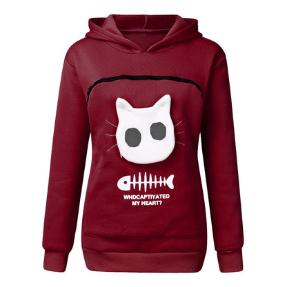 Women Hoodie Sweatshirt With Cat Pet Pocket - Johns Pet Store 