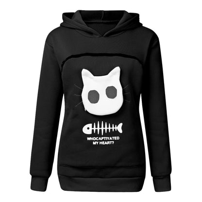 Women Hoodie Sweatshirt With Cat Pet Pocket - Johns Pet Store 