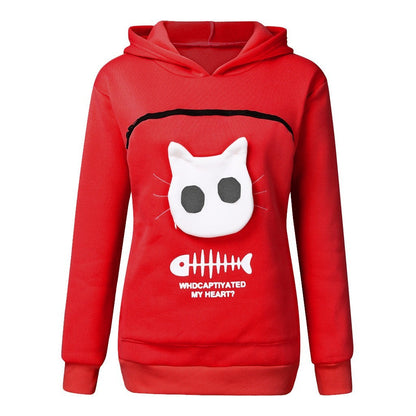 Women Hoodie Sweatshirt With Cat Pet Pocket - Johns Pet Store 