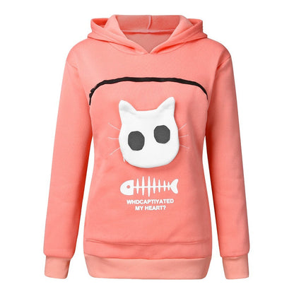 Women Hoodie Sweatshirt With Cat Pet Pocket - Johns Pet Store 