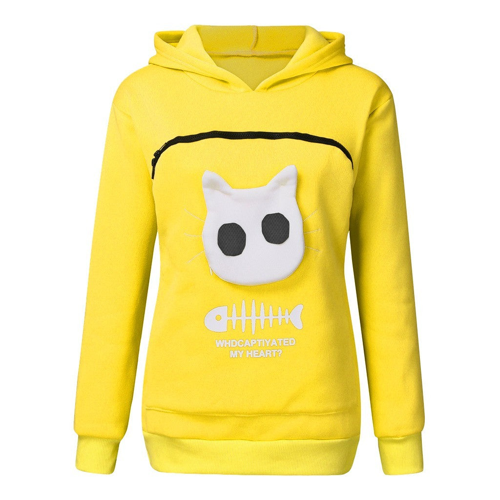 Women Hoodie Sweatshirt With Cat Pet Pocket - Johns Pet Store 