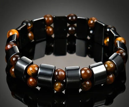 Natural Tiger Eye Bead Elastic Bracelet for Men and Women
