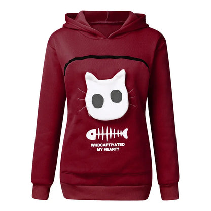 Women Hoodie Sweatshirt With Cat Pet Pocket - Johns Pet Store 