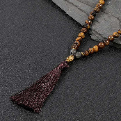 OAIITE Natural Tiger Eye Bead Necklace for Men and Women